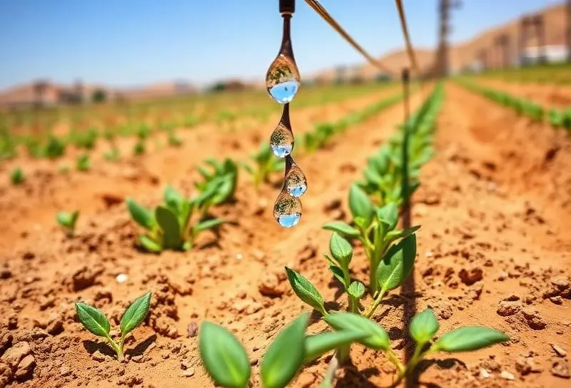 Israeli drip irrigation in arid farmland