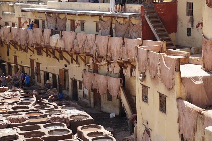 Hides drying at a tannery